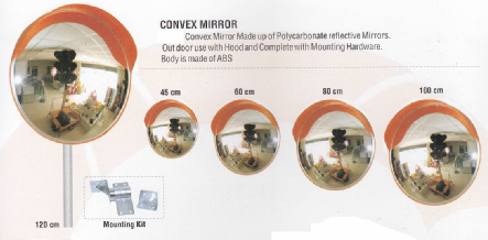 Convex Mirror Sizes and Mounting Kit Chennai